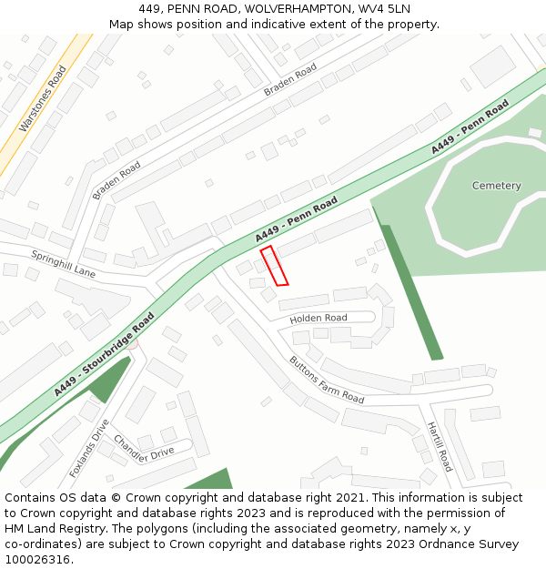 449, PENN ROAD, WOLVERHAMPTON, WV4 5LN: Location map and indicative extent of plot