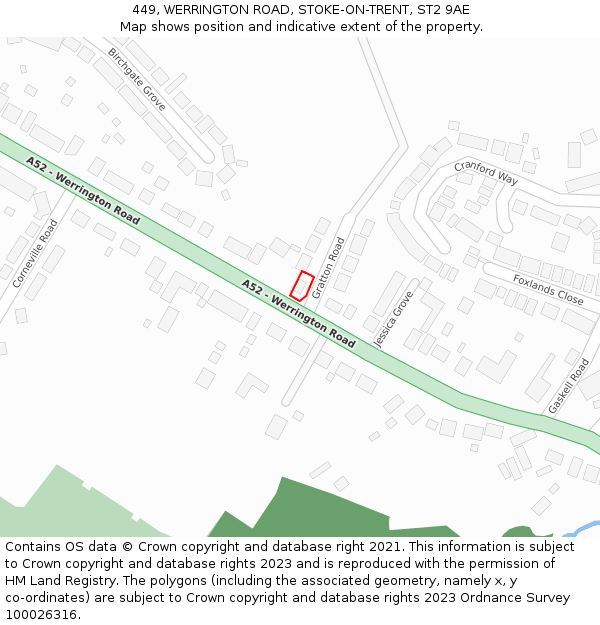 449, WERRINGTON ROAD, STOKE-ON-TRENT, ST2 9AE: Location map and indicative extent of plot