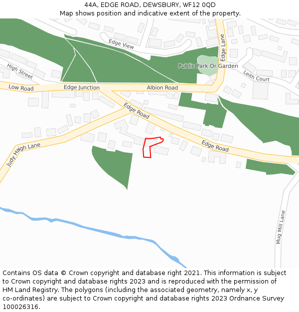 44A, EDGE ROAD, DEWSBURY, WF12 0QD: Location map and indicative extent of plot