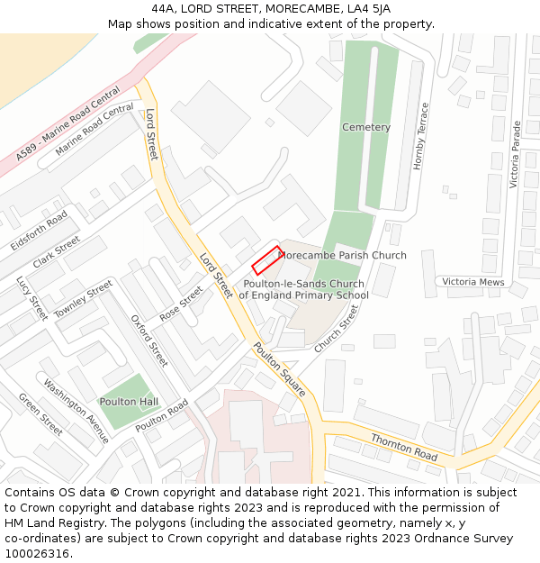 44A, LORD STREET, MORECAMBE, LA4 5JA: Location map and indicative extent of plot