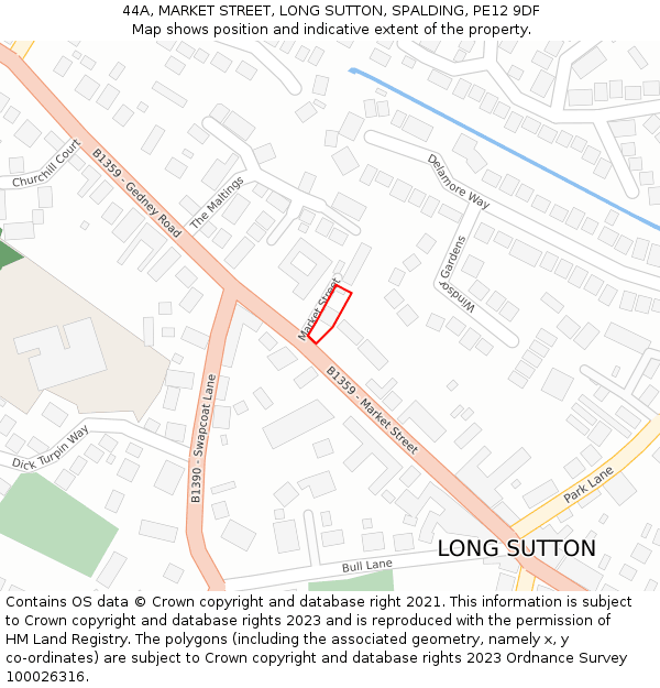 44A, MARKET STREET, LONG SUTTON, SPALDING, PE12 9DF: Location map and indicative extent of plot