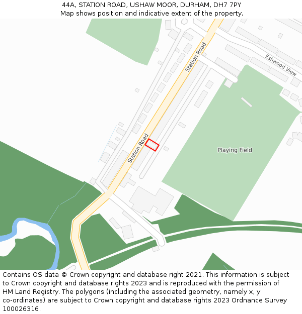 44A, STATION ROAD, USHAW MOOR, DURHAM, DH7 7PY: Location map and indicative extent of plot