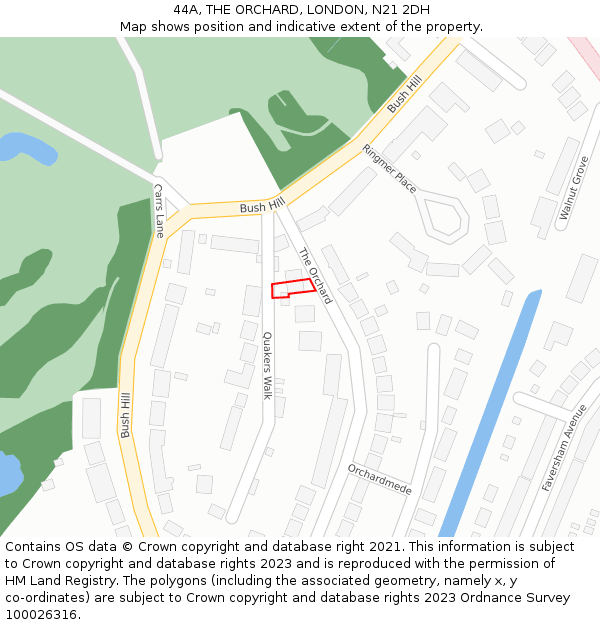 44A, THE ORCHARD, LONDON, N21 2DH: Location map and indicative extent of plot