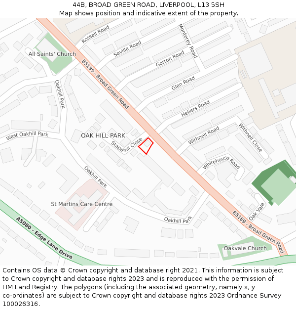 44B, BROAD GREEN ROAD, LIVERPOOL, L13 5SH: Location map and indicative extent of plot