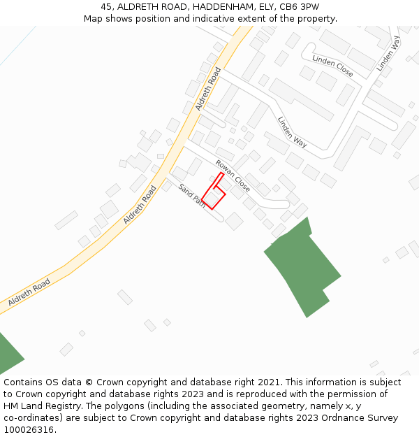 45, ALDRETH ROAD, HADDENHAM, ELY, CB6 3PW: Location map and indicative extent of plot