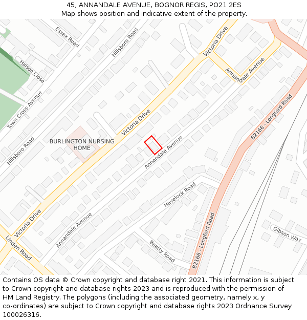 45, ANNANDALE AVENUE, BOGNOR REGIS, PO21 2ES: Location map and indicative extent of plot