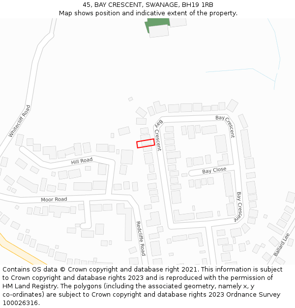 45, BAY CRESCENT, SWANAGE, BH19 1RB: Location map and indicative extent of plot