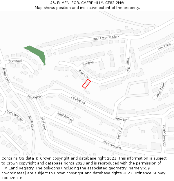 45, BLAEN IFOR, CAERPHILLY, CF83 2NW: Location map and indicative extent of plot