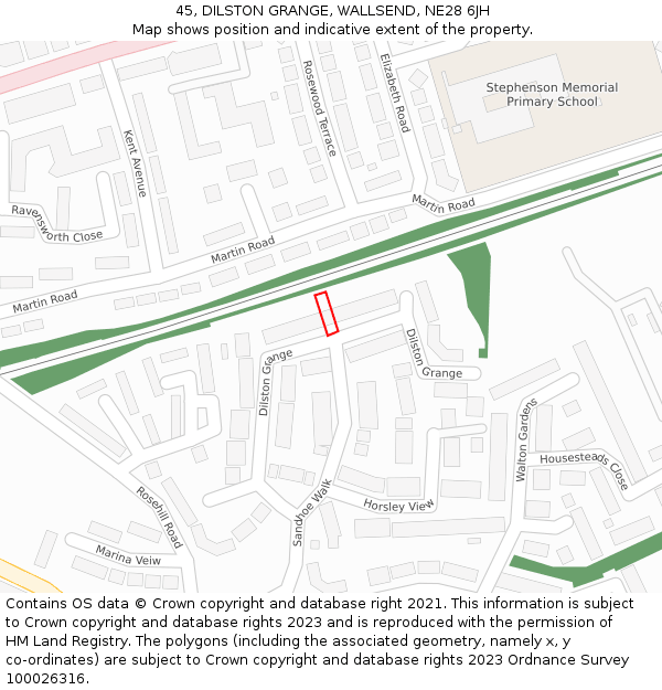45, DILSTON GRANGE, WALLSEND, NE28 6JH: Location map and indicative extent of plot