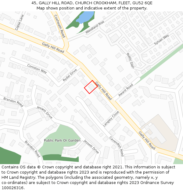 45, GALLY HILL ROAD, CHURCH CROOKHAM, FLEET, GU52 6QE: Location map and indicative extent of plot