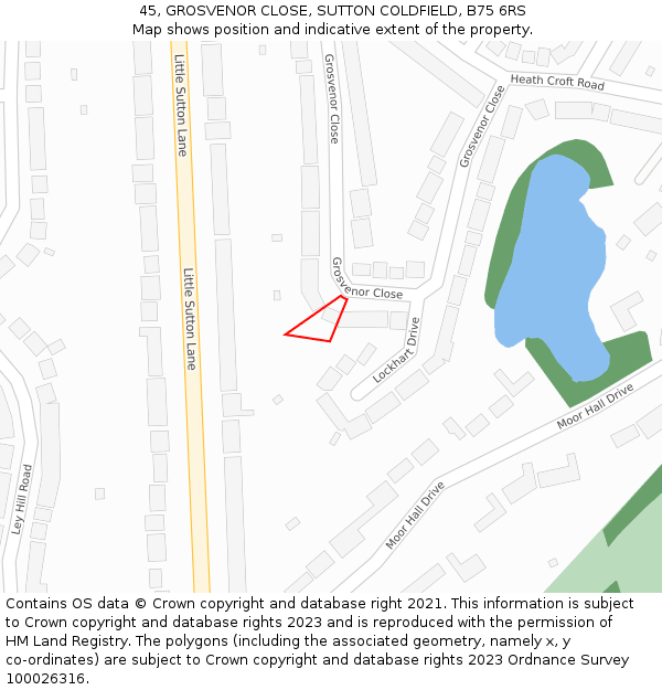 45, GROSVENOR CLOSE, SUTTON COLDFIELD, B75 6RS: Location map and indicative extent of plot