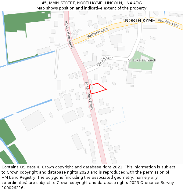 45, MAIN STREET, NORTH KYME, LINCOLN, LN4 4DG: Location map and indicative extent of plot