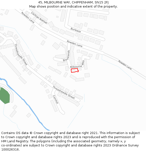 45, MILBOURNE WAY, CHIPPENHAM, SN15 2FJ: Location map and indicative extent of plot