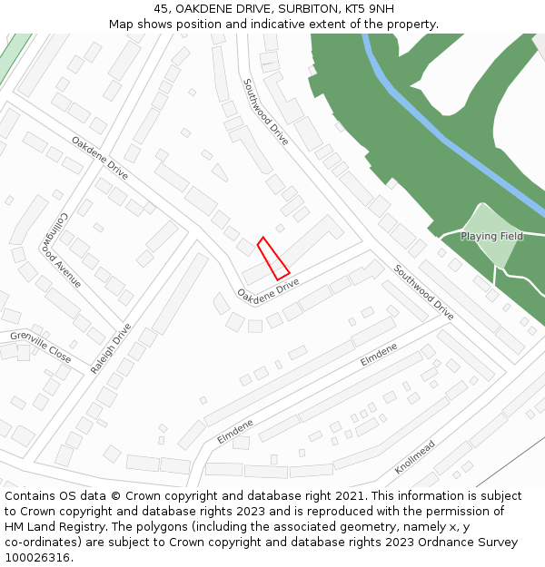 45, OAKDENE DRIVE, SURBITON, KT5 9NH: Location map and indicative extent of plot