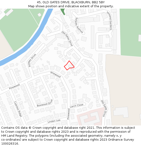 45, OLD GATES DRIVE, BLACKBURN, BB2 5BY: Location map and indicative extent of plot