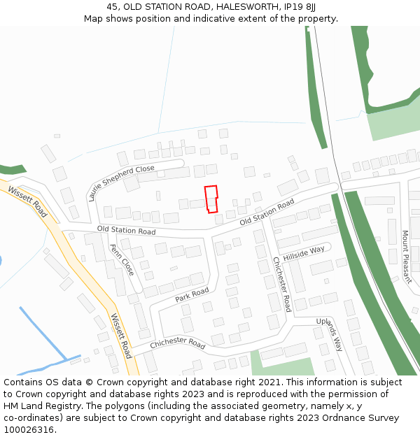 45, OLD STATION ROAD, HALESWORTH, IP19 8JJ: Location map and indicative extent of plot