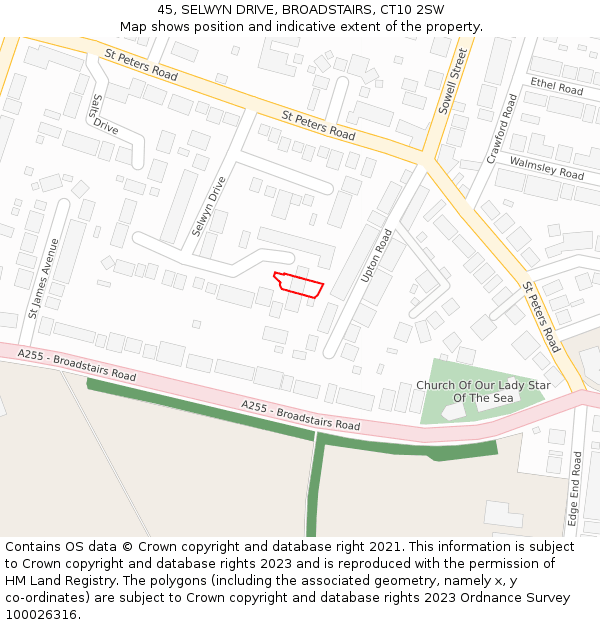 45, SELWYN DRIVE, BROADSTAIRS, CT10 2SW: Location map and indicative extent of plot
