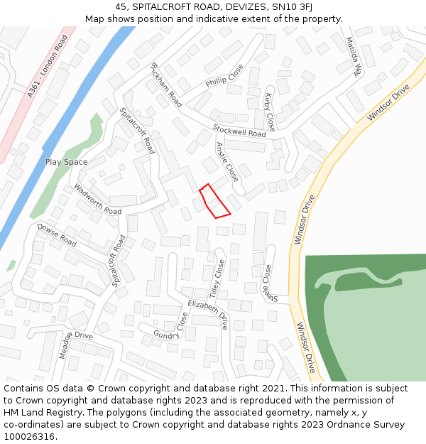 45, SPITALCROFT ROAD, DEVIZES, SN10 3FJ: Location map and indicative extent of plot