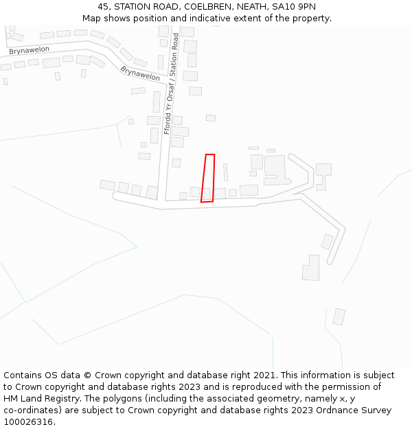 45, STATION ROAD, COELBREN, NEATH, SA10 9PN: Location map and indicative extent of plot
