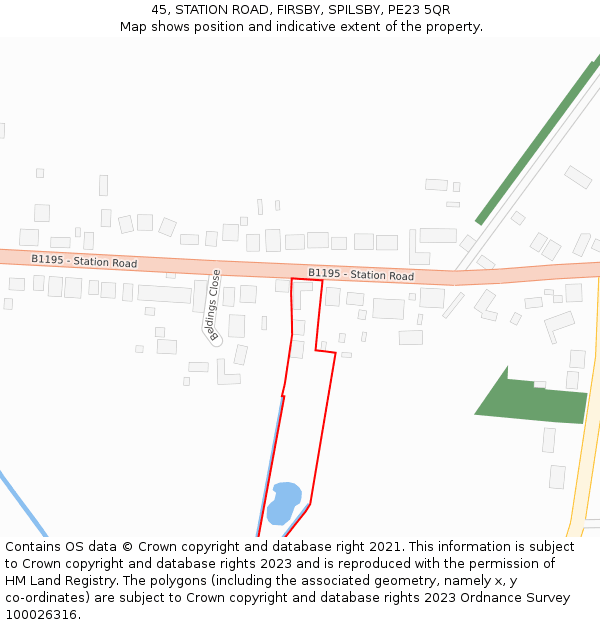 45, STATION ROAD, FIRSBY, SPILSBY, PE23 5QR: Location map and indicative extent of plot