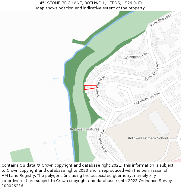 45, STONE BRIG LANE, ROTHWELL, LEEDS, LS26 0UD: Location map and indicative extent of plot
