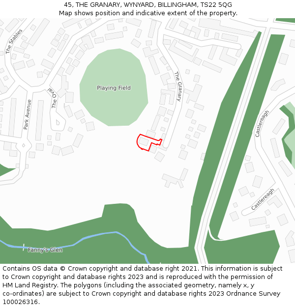 45, THE GRANARY, WYNYARD, BILLINGHAM, TS22 5QG: Location map and indicative extent of plot