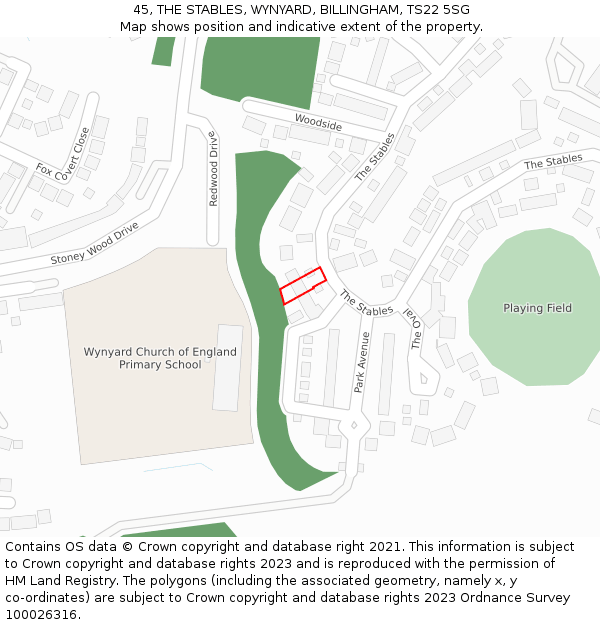 45, THE STABLES, WYNYARD, BILLINGHAM, TS22 5SG: Location map and indicative extent of plot