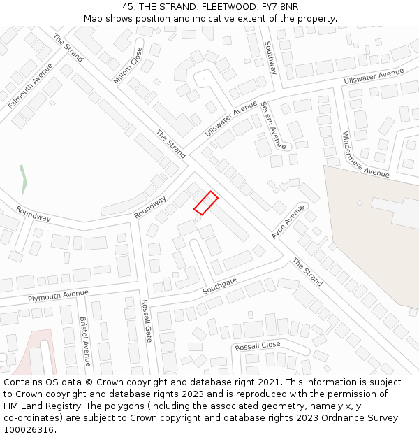 45, THE STRAND, FLEETWOOD, FY7 8NR: Location map and indicative extent of plot