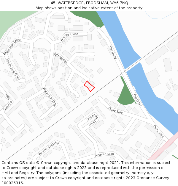 45, WATERSEDGE, FRODSHAM, WA6 7NQ: Location map and indicative extent of plot