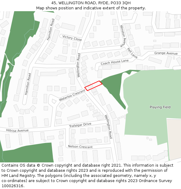 45, WELLINGTON ROAD, RYDE, PO33 3QH: Location map and indicative extent of plot