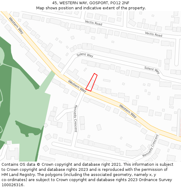 45, WESTERN WAY, GOSPORT, PO12 2NF: Location map and indicative extent of plot