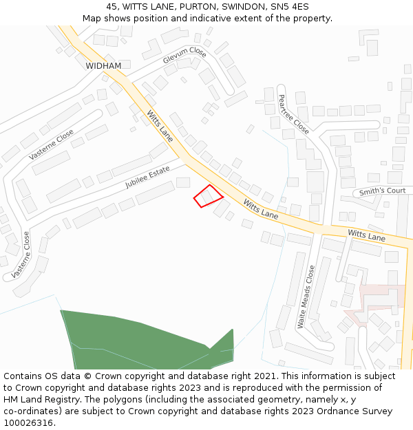 45, WITTS LANE, PURTON, SWINDON, SN5 4ES: Location map and indicative extent of plot