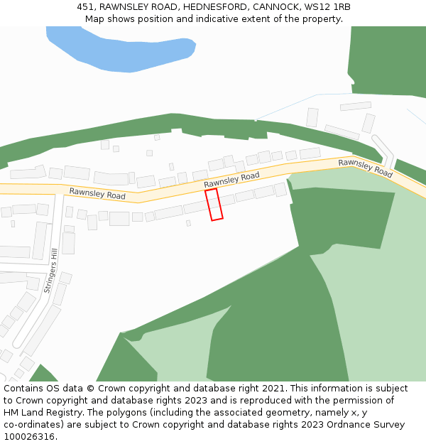 451, RAWNSLEY ROAD, HEDNESFORD, CANNOCK, WS12 1RB: Location map and indicative extent of plot