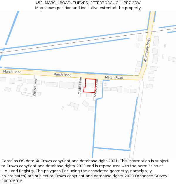 452, MARCH ROAD, TURVES, PETERBOROUGH, PE7 2DW: Location map and indicative extent of plot