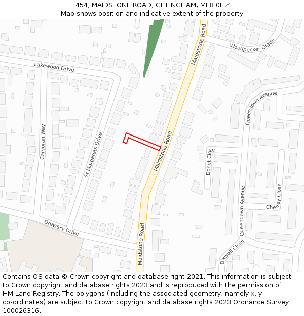 454, MAIDSTONE ROAD, GILLINGHAM, ME8 0HZ: Location map and indicative extent of plot
