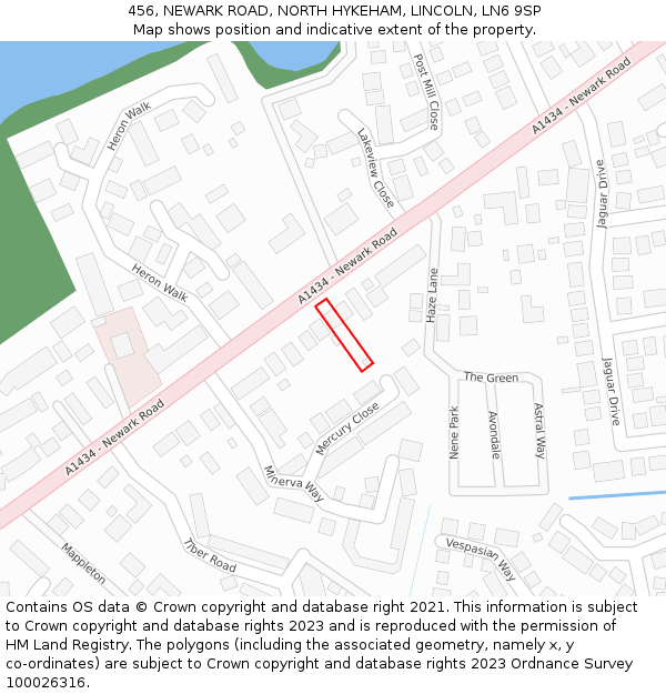 456, NEWARK ROAD, NORTH HYKEHAM, LINCOLN, LN6 9SP: Location map and indicative extent of plot
