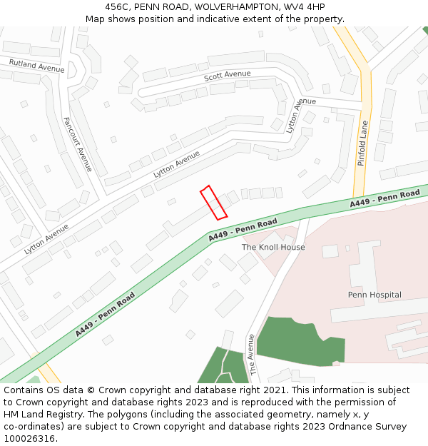 456C, PENN ROAD, WOLVERHAMPTON, WV4 4HP: Location map and indicative extent of plot