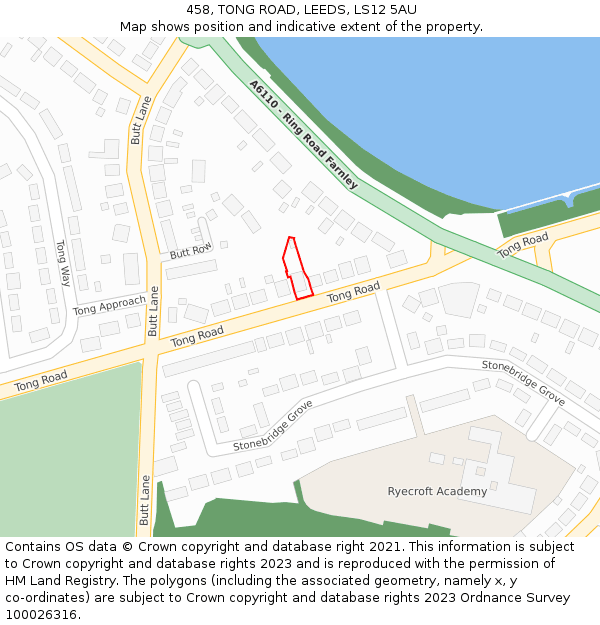 458, TONG ROAD, LEEDS, LS12 5AU: Location map and indicative extent of plot