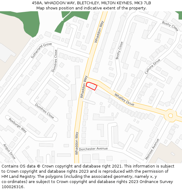 458A, WHADDON WAY, BLETCHLEY, MILTON KEYNES, MK3 7LB: Location map and indicative extent of plot