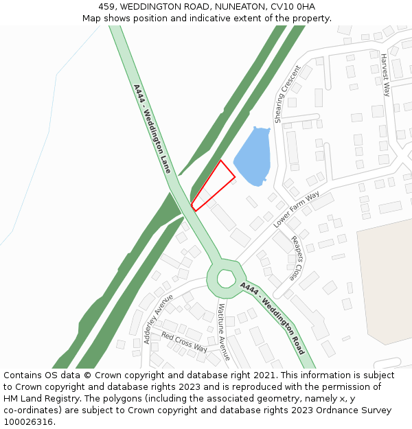 459, WEDDINGTON ROAD, NUNEATON, CV10 0HA: Location map and indicative extent of plot