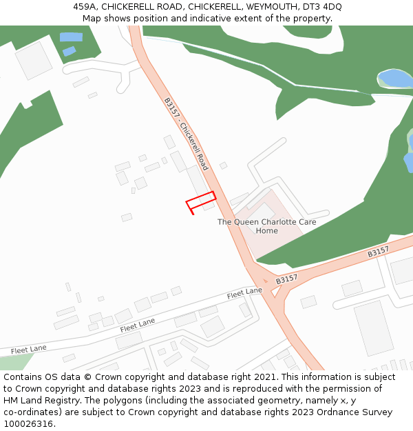 459A, CHICKERELL ROAD, CHICKERELL, WEYMOUTH, DT3 4DQ: Location map and indicative extent of plot