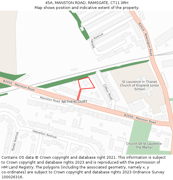 45A, MANSTON ROAD, RAMSGATE, CT11 0RH: Location map and indicative extent of plot