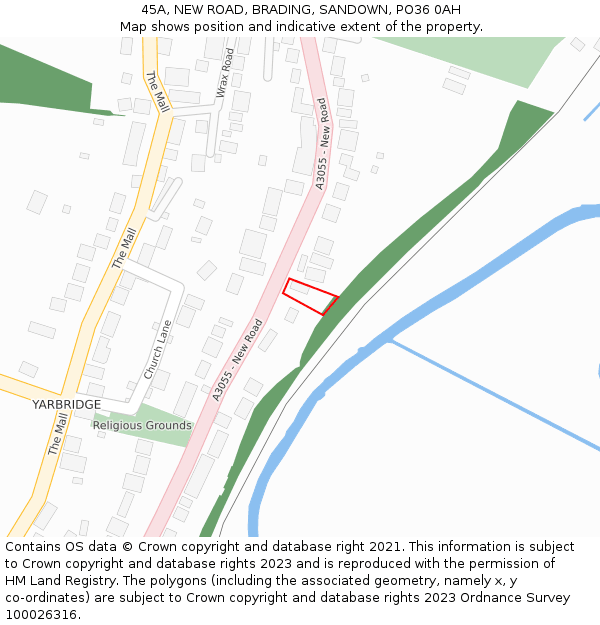 45A, NEW ROAD, BRADING, SANDOWN, PO36 0AH: Location map and indicative extent of plot