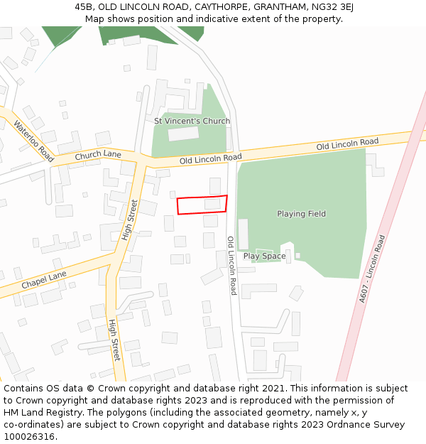 45B, OLD LINCOLN ROAD, CAYTHORPE, GRANTHAM, NG32 3EJ: Location map and indicative extent of plot