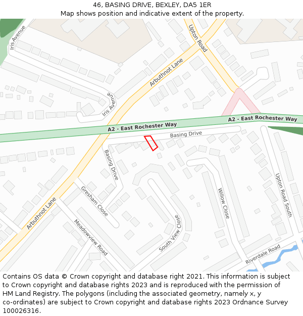 46, BASING DRIVE, BEXLEY, DA5 1ER: Location map and indicative extent of plot
