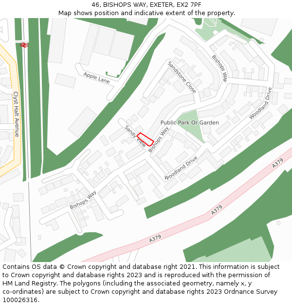 46, BISHOPS WAY, EXETER, EX2 7PF: Location map and indicative extent of plot