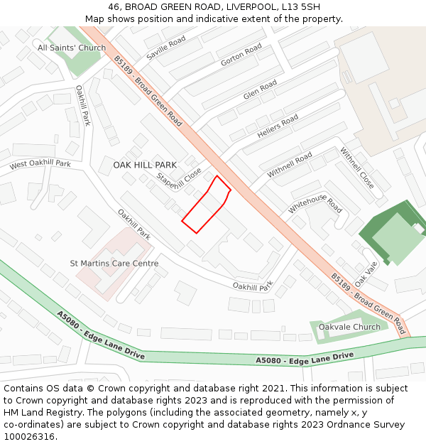 46, BROAD GREEN ROAD, LIVERPOOL, L13 5SH: Location map and indicative extent of plot