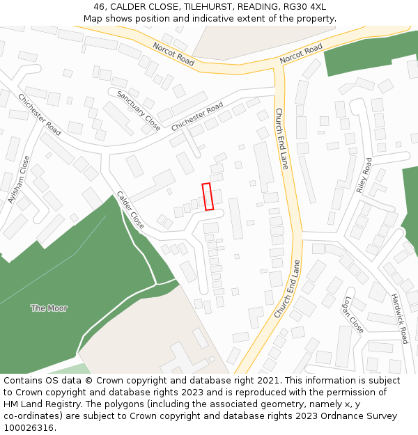 46, CALDER CLOSE, TILEHURST, READING, RG30 4XL: Location map and indicative extent of plot