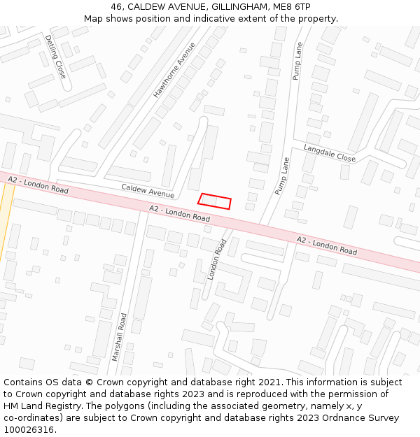 46, CALDEW AVENUE, GILLINGHAM, ME8 6TP: Location map and indicative extent of plot
