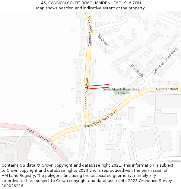 46, CANNON COURT ROAD, MAIDENHEAD, SL6 7QN: Location map and indicative extent of plot